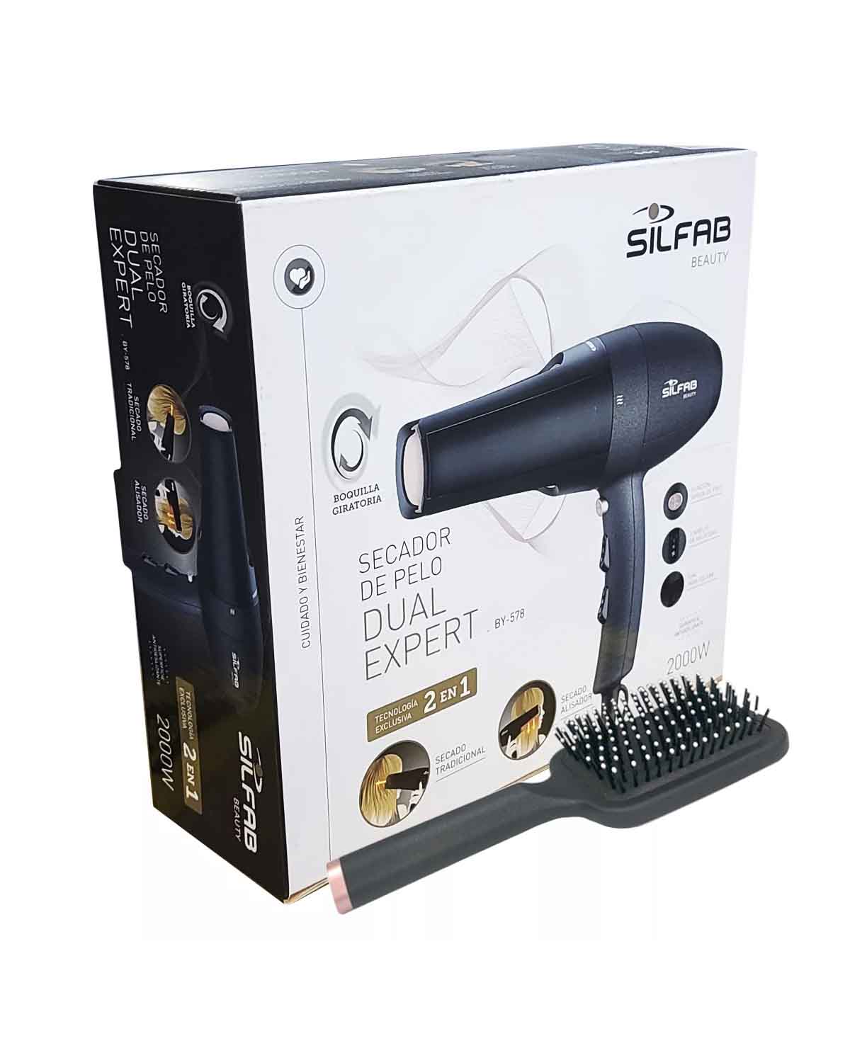 Secador de Cabello Silfab Dual By-578 + Cepillo de Pelo By-306